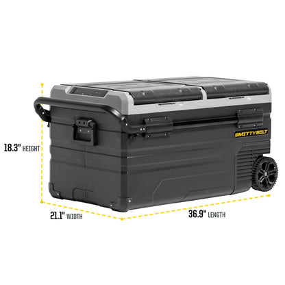 Basecamp 75L Fridge/Freezer Dual Zone Fridge Outside Dimensions 36.9 inch Long x 18.3 Inch Tall x 21.1 Inch Wide Smittybilt-7