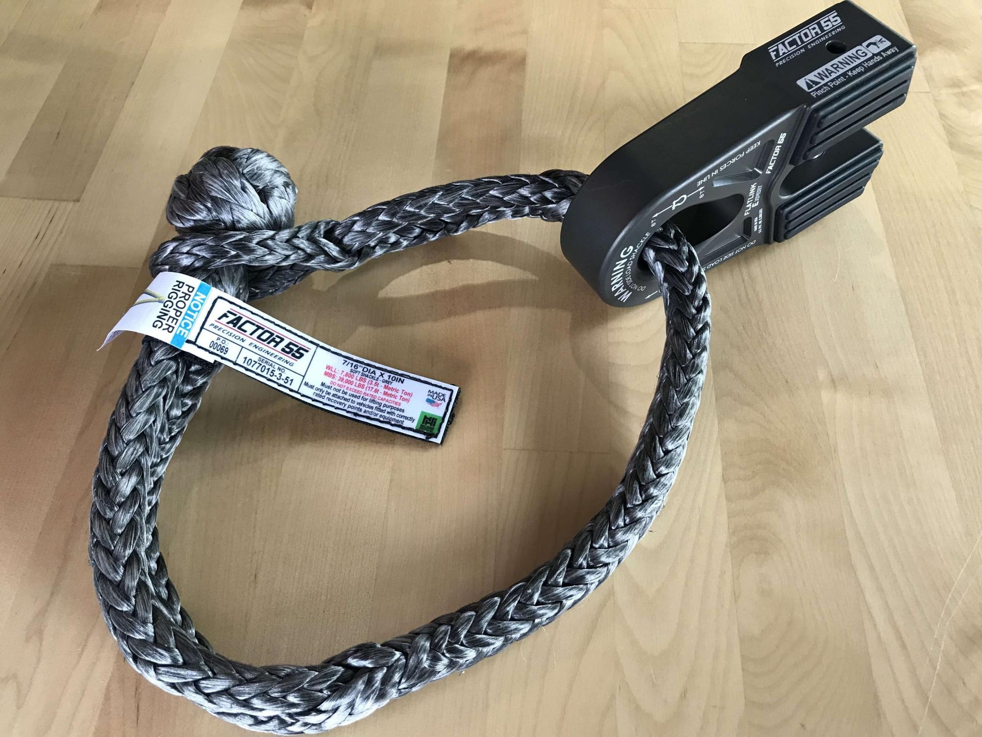 10 Inch Soft Shackle 7/16 Diameter Standard Duty Gray Factor 55-2