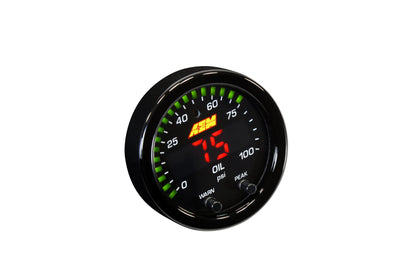 X-Series Fluid Pressure Gauge Kit 0-100psi/0-7bar Black Bezel and Black Oil Faceplate AEM Electronics-2