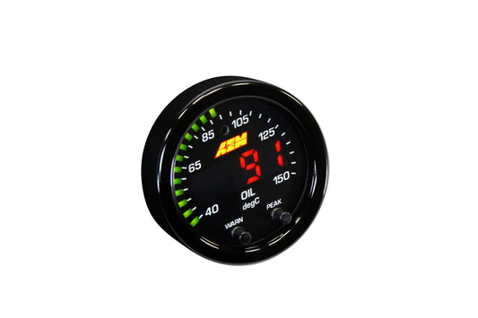 X-Series Temperature Gauge Kit 100-300F/40-150C Black Bezel and Black Water Faceplate AEM Electronics-1