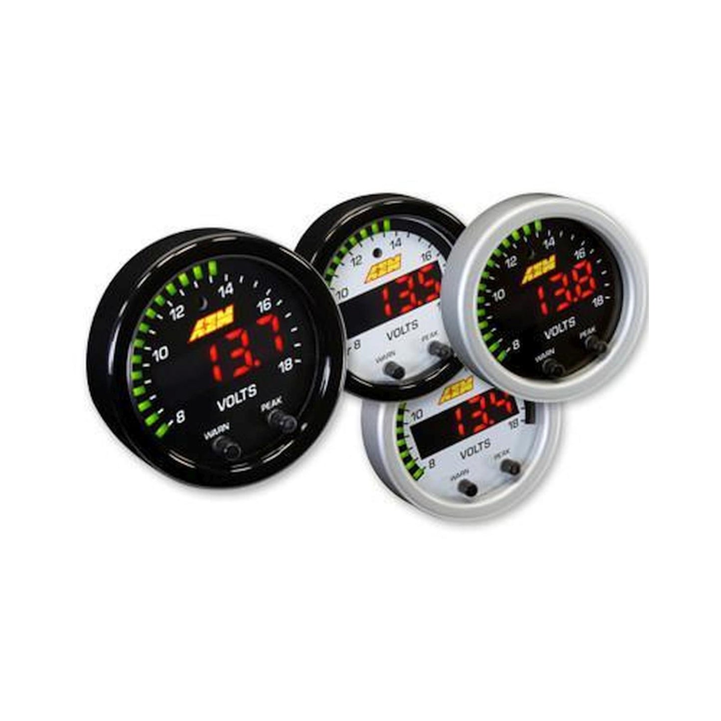 X-Series Volt Gauge Accessory Kit Silver Bezel and White Faceplate AEM Electronics-1