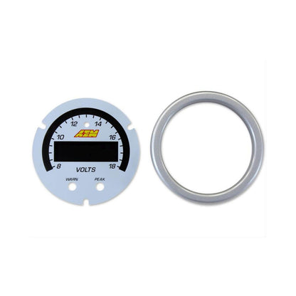 X-Series Volt Gauge Accessory Kit Silver Bezel and White Faceplate AEM Electronics-3