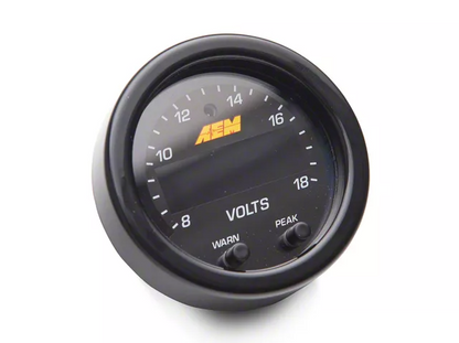 X-Series Voltage Gauge Kit 8-18 Volts / Black Bezel and Volts Faceplate AEM Electronics-3