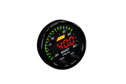 X-Series Boost Pressure Gauge Kit 30 in/hg to 60 PSI AEM Electronics-1