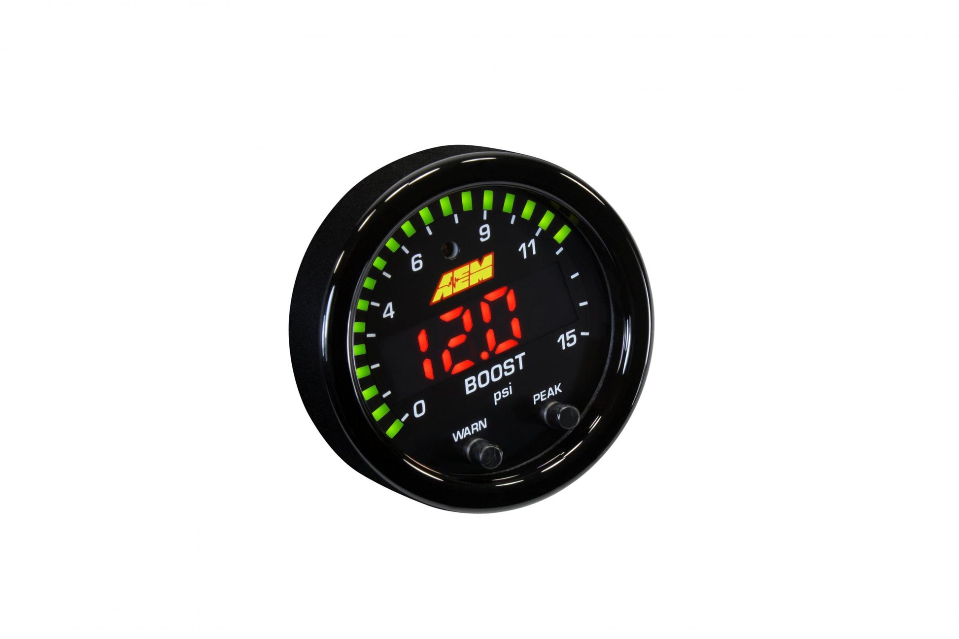 X-Series Pressure Gauge Kit 0-15 PSI Black Bezel and Black Boost/Fuel Faceplate AEM Electronics-1