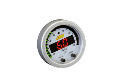 X-Series Pressure Gauge Kit 0-15 PSI Black Bezel and Black Boost/Fuel Faceplate AEM Electronics-4
