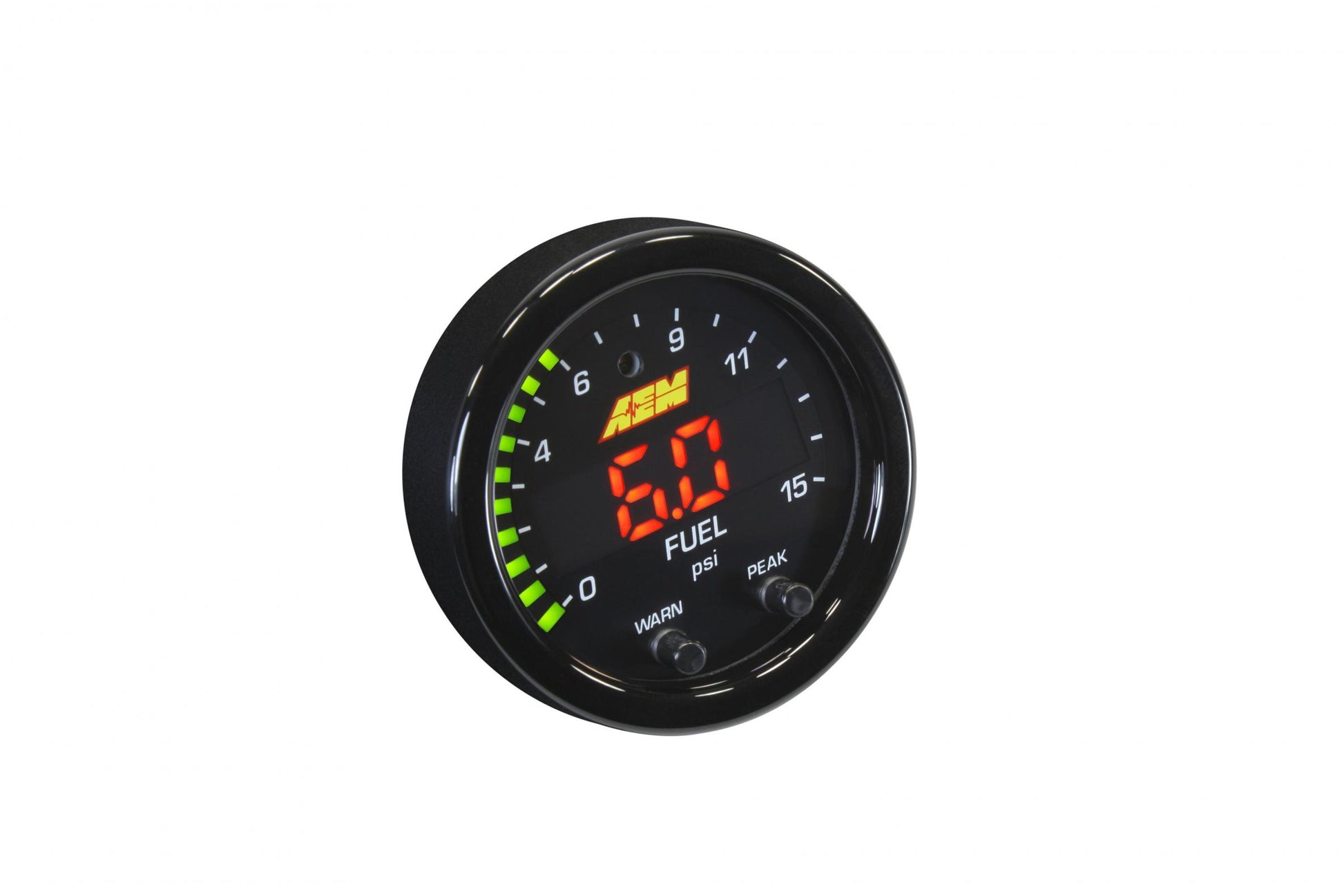 X-Series Pressure Gauge Kit 0-15 PSI Black Bezel and Black Boost/Fuel Faceplate AEM Electronics-6