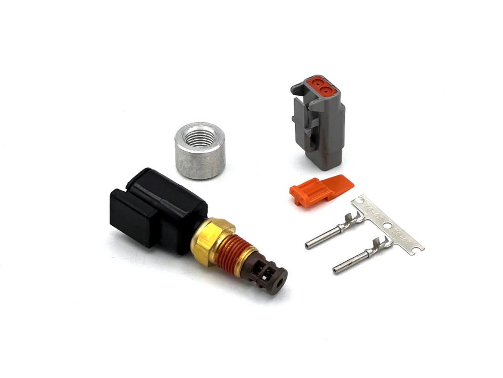 DTM-Style Air Temp Sensor Kit -20C to 150C / -4F to 302F 1/8 Inch NPT Aluminum Bung, Connector, and Pins AEM Electronics-4