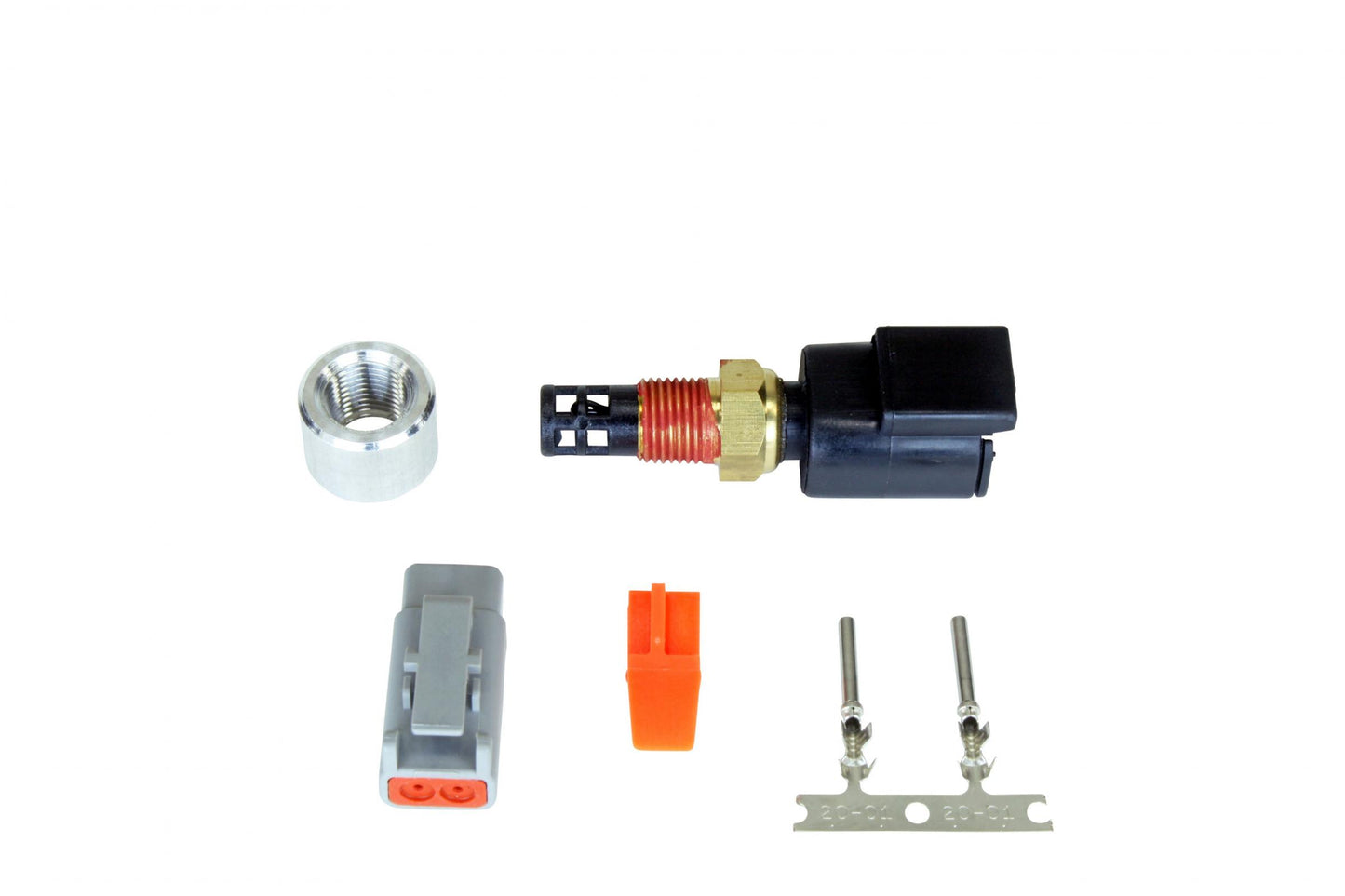 DTM-Style Air Temp Sensor Kit -20C to 150C / -4F to 302F 1/8 Inch NPT Aluminum Bung, Connector, and Pins AEM Electronics-5