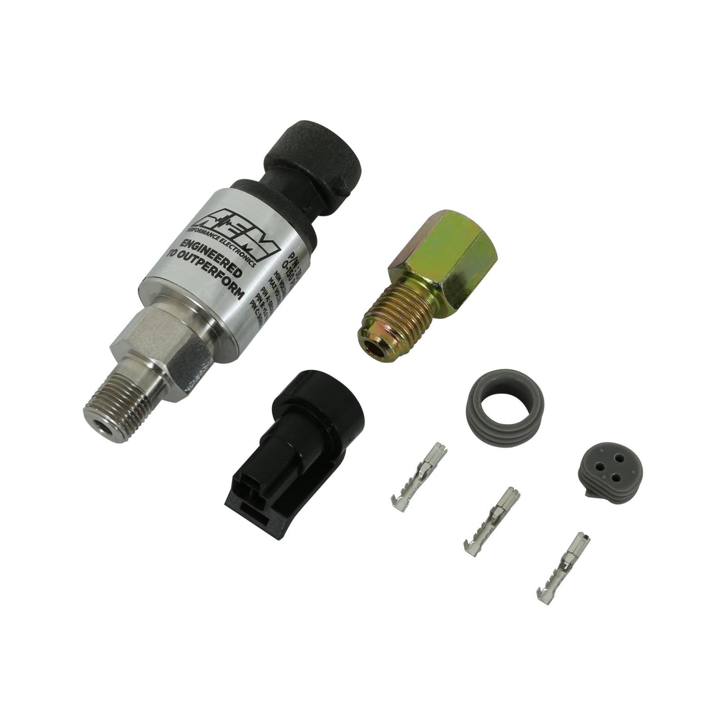 150 PSIg Stainless Sensor Kit 1/8 Inch NPT Male Thread w/ -4 and 3/16 NPT Adapters AEM Electronics