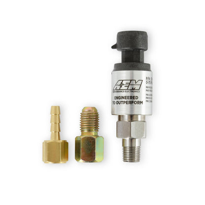 5 BAR Stainless Steel MAP Sensor Kit 1/8 Inch NPT Male Thread w/ -4 and 3/16 NPT Adapters AEM Electronics-1