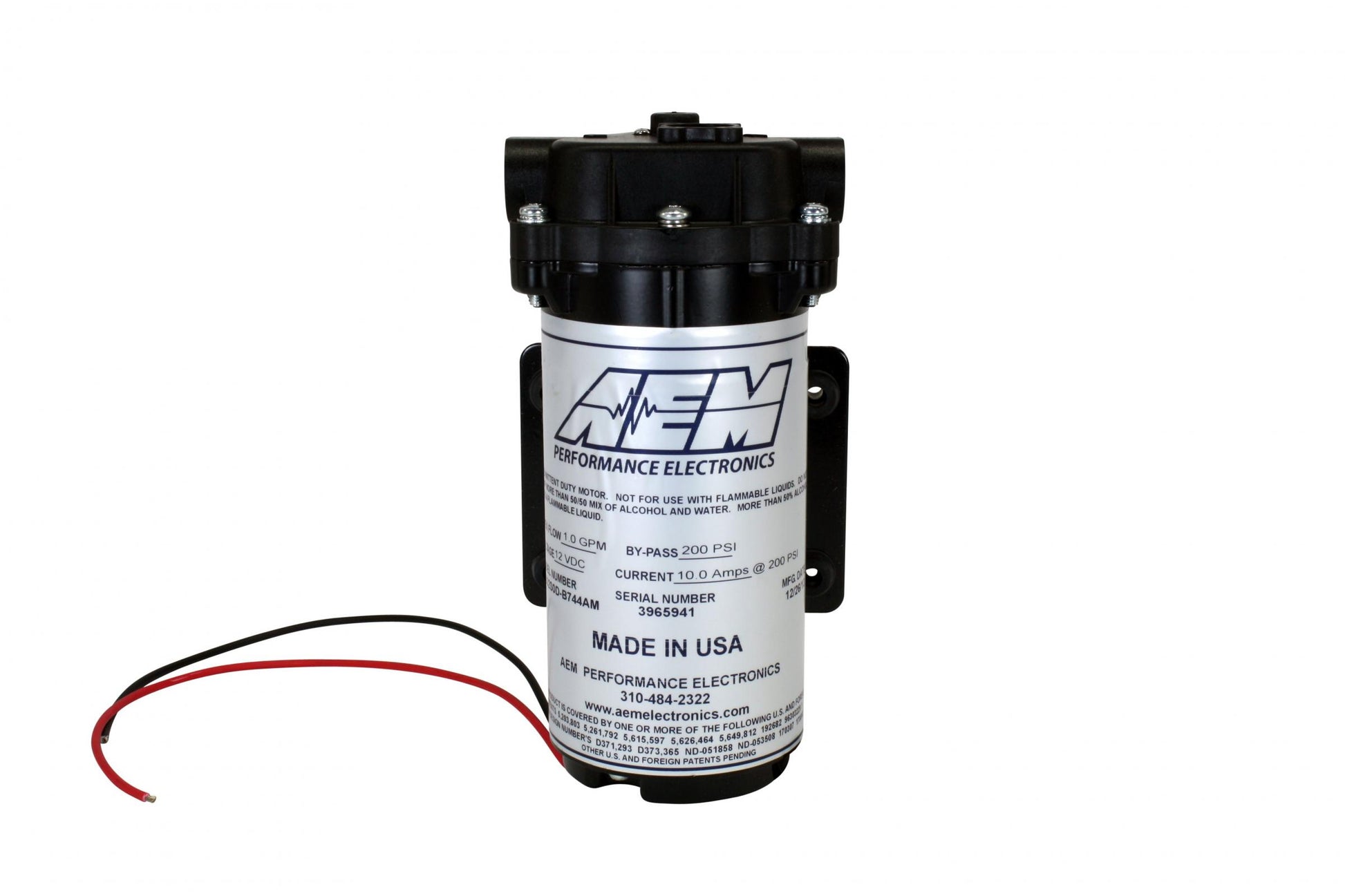 Water/Methanol 3/8 Inch NPT Pump 200 PSI Recirculation Pump AEM Electronics