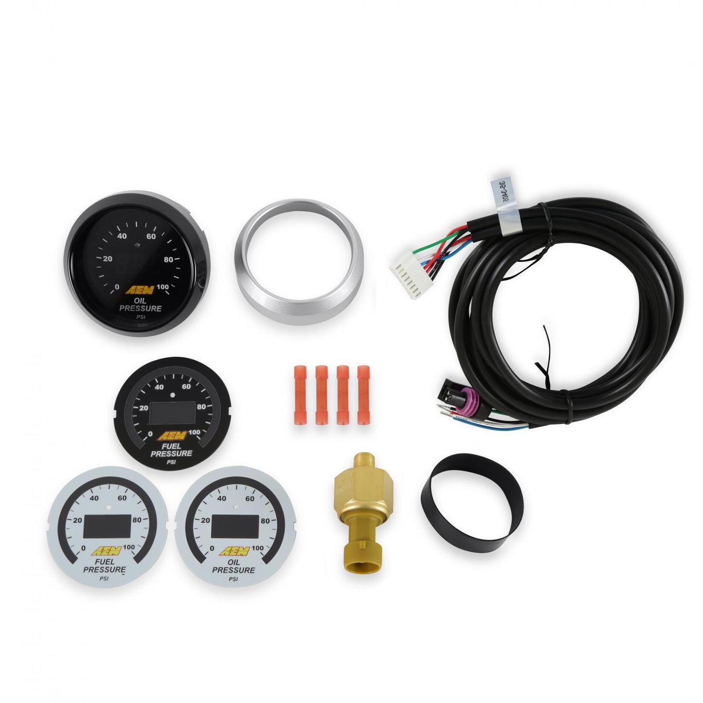 Classic Digital Fuel Pressure Gauge Kit Oil/Fuel Pressure from 0-100 PSI AEM Electronics-2
