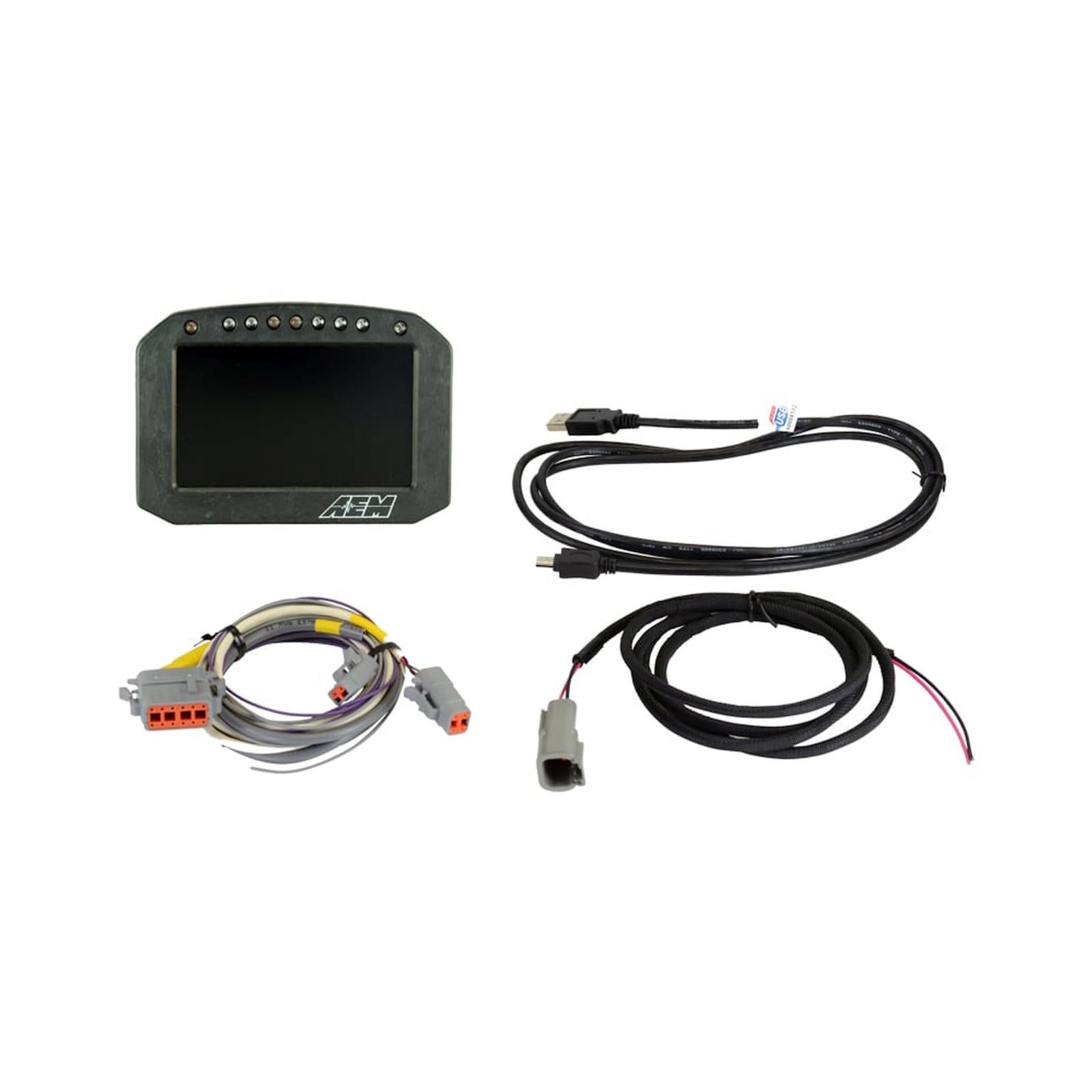 CD-5F Carbon Flat Panel Non-Logging/ Non-GPS Display 5-inch diagonal screen, carbon fiber enclosure, wiring harness included, Does Not Include Buttons (See PN 30-3610) AEM Electronics-1