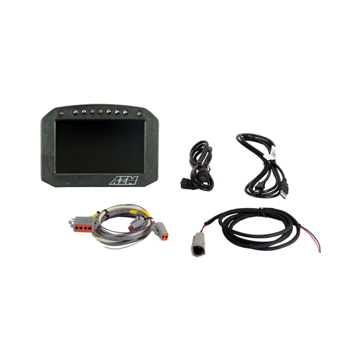 CD-5FL Carbon Flat Panel Logging Display 5-inch diagonal screen, carbon fiber enclosure, wiring harness included, Does Not Include Buttons (See PN 30-3610) AEM Electronics