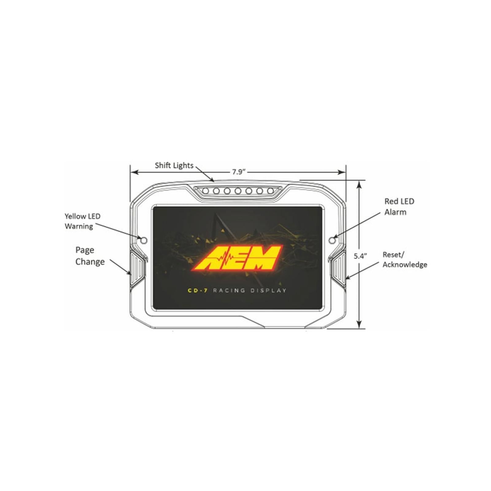 CD-7 Carbon Non-Logging/ Non-GPS Display 7-inch diagonal screen, carbon fiber enclosure, wiring harness included AEM Electronics-7