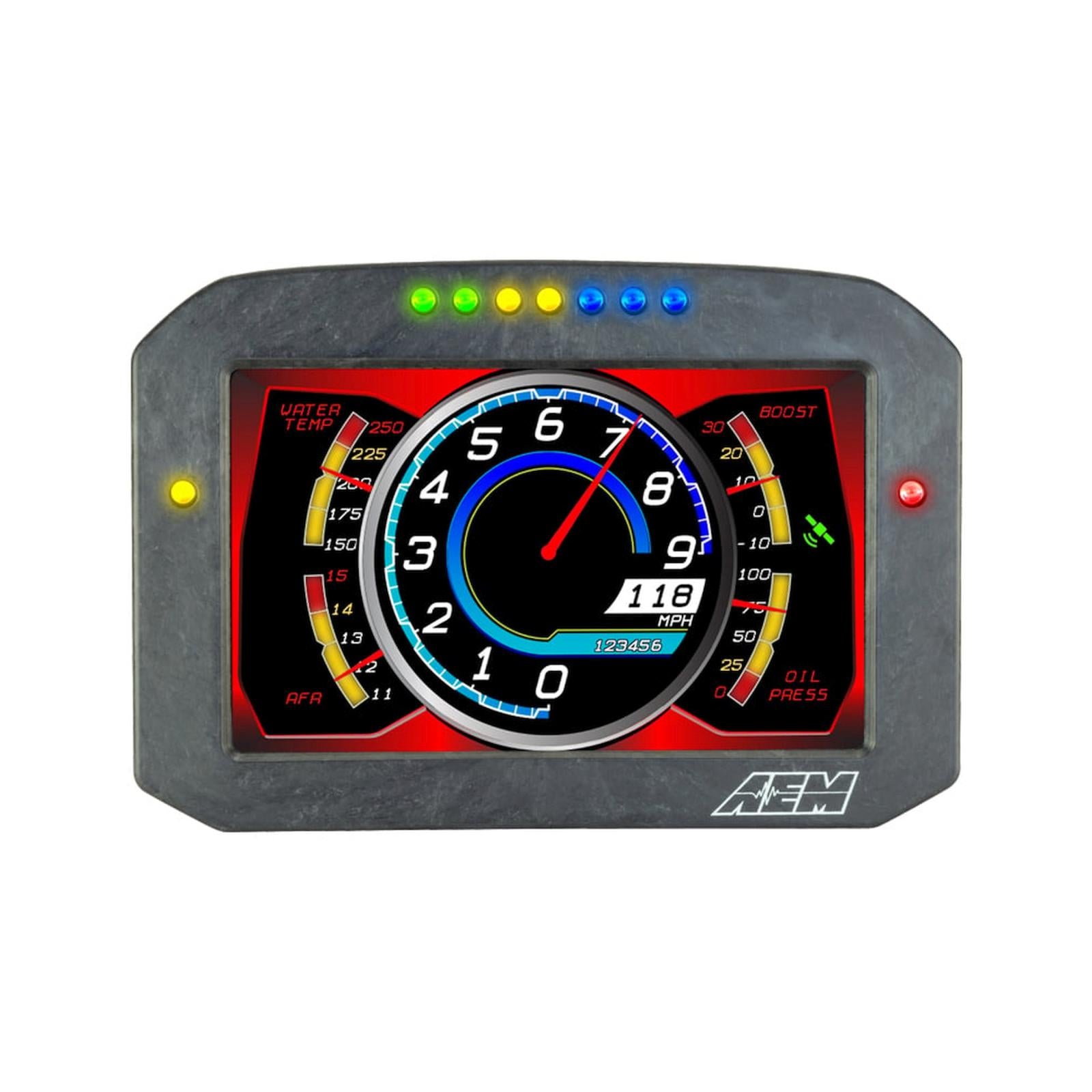 CD-7FL Carbon Flat Panel Logging Display 7-inch diagonal screen, carbon fiber enclosure, wiring harness included, Does Not Include Buttons (See PN 30-3610) AEM Electronics-1