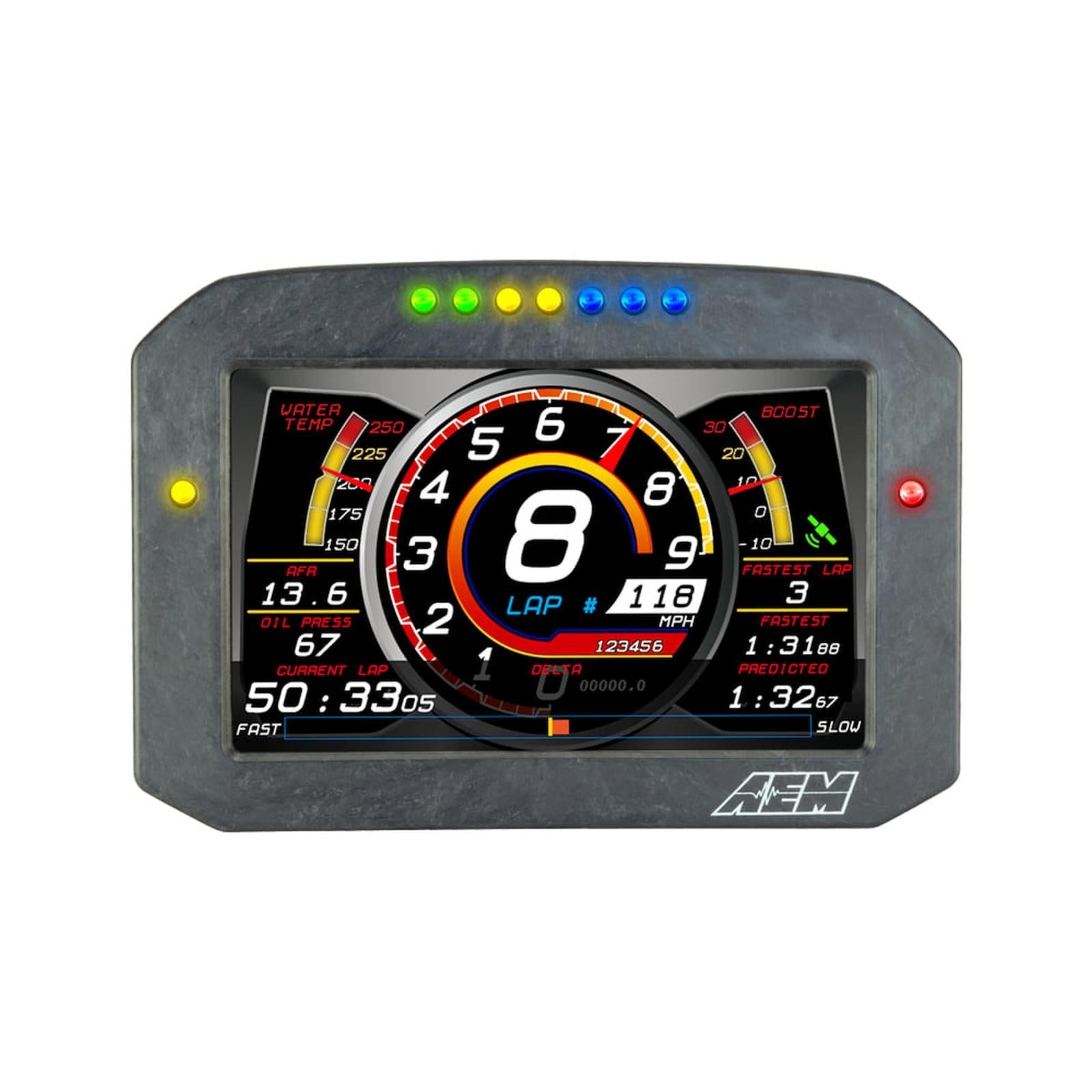 CD-7FL Carbon Flat Panel Logging Display 7-inch diagonal screen, carbon fiber enclosure, wiring harness included, Does Not Include Buttons (See PN 30-3610) AEM Electronics-11