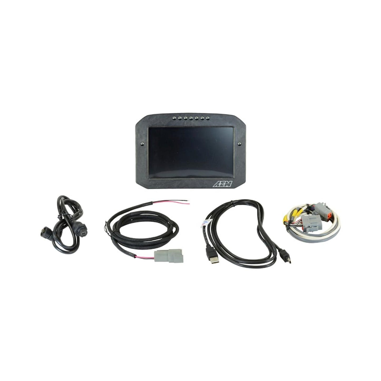 CD-7FL Carbon Flat Panel Logging Display 7-inch diagonal screen, carbon fiber enclosure, wiring harness included, Does Not Include Buttons (See PN 30-3610) AEM Electronics-7