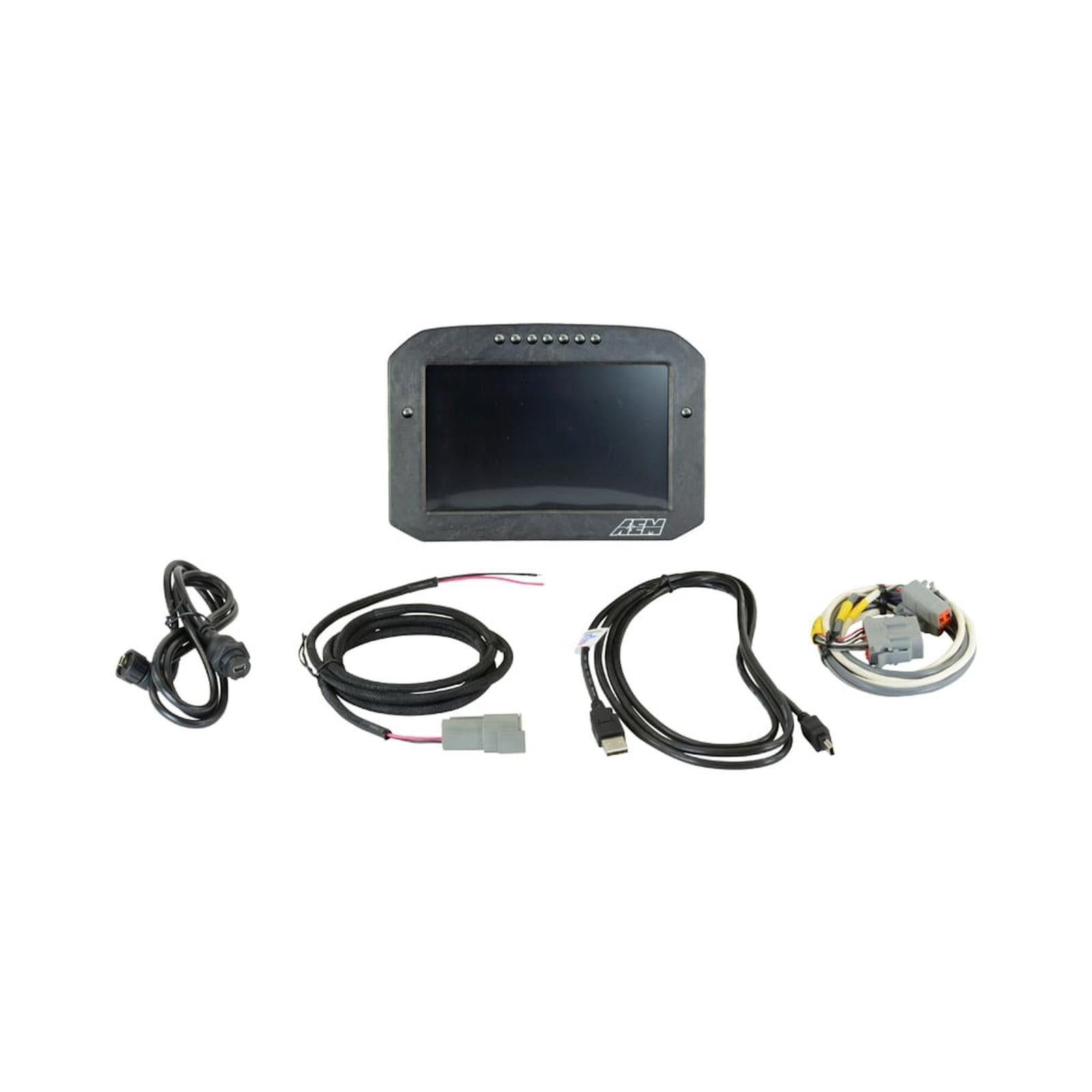 CD-7FL Carbon Flat Panel Logging Display 7-inch diagonal screen, carbon fiber enclosure, wiring harness included, Does Not Include Buttons (See PN 30-3610) AEM Electronics-7