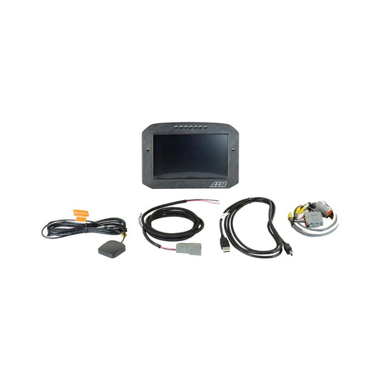 CD-7FG Carbon Flat Panel Non-Logging Display 7-inch diagonal screen, carbon fiber enclosure, GPS antenna and wiring harness included, Does Not Include Buttons (See PN 30-3610) AEM Electronics