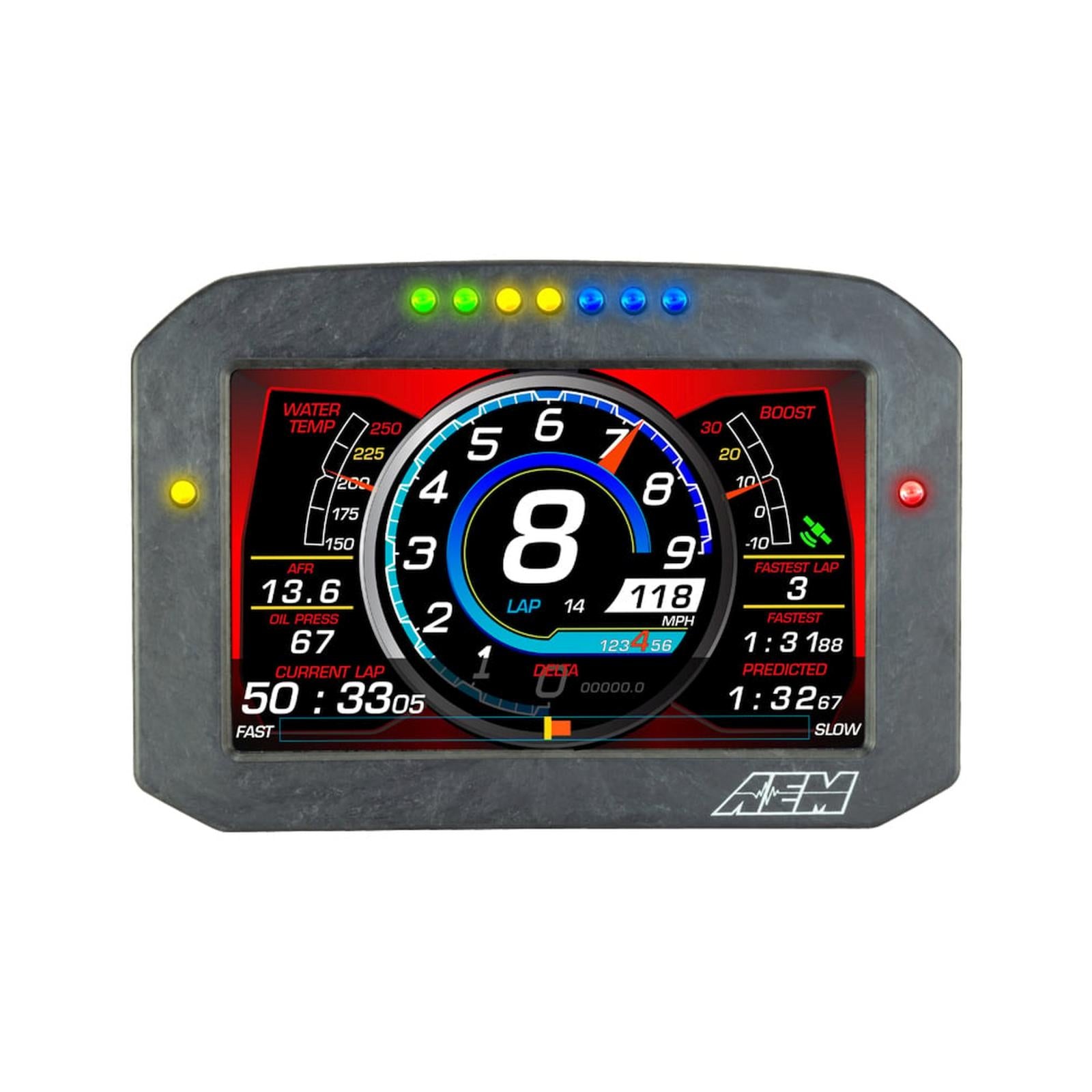 CD-7FLG Carbon Flat Panel Logging Display with Internal GPS 7-inch diagonal screen, carbon fiber enclosure, GPS antenna and wiring harness included, Does Not Include Buttons (See PN 30-3610) AEM Electronics-3