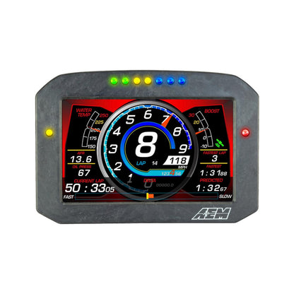 CD-7FLG Carbon Flat Panel Logging Display with Internal GPS 7-inch diagonal screen, carbon fiber enclosure, GPS antenna and wiring harness included, Does Not Include Buttons (See PN 30-3610) AEM Electronics-3
