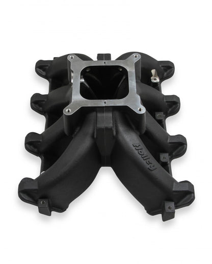 Single Plane Split-Design Race Intake Manifold- GM LS1/LS2/LS6- Black Carbureted Single Plane Split-Design Race Intake Manifold Fits All GM LS Gen III or IV Engines Equipped with LS1/LS2/LS6 Style Cathedral Port Cylinder Heads Holley-2