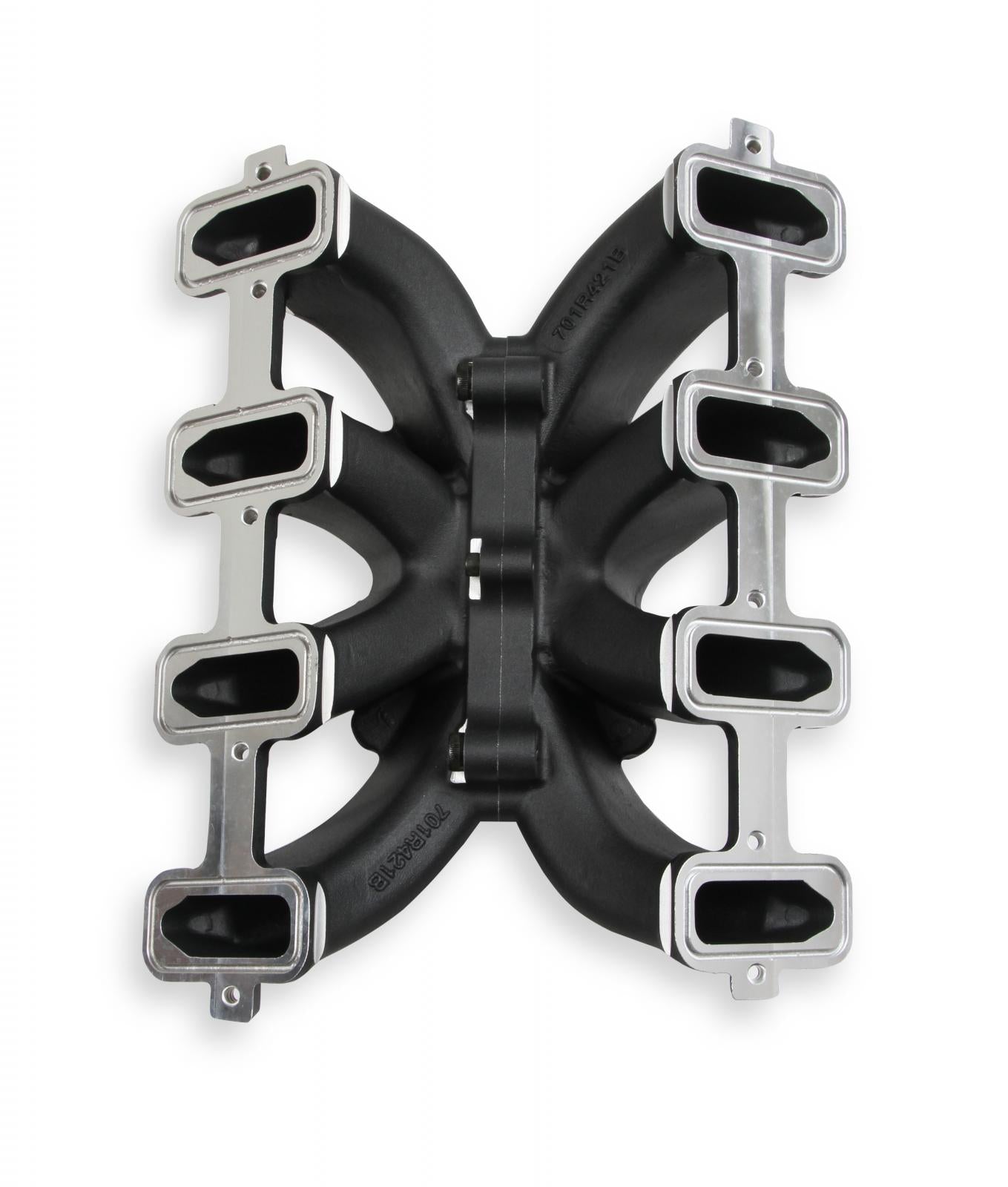 Single Plane Split-Design Race Intake Manifold- GM LS1/LS2/LS6- Black Carbureted Single Plane Split-Design Race Intake Manifold Fits All GM LS Gen III or IV Engines Equipped with LS1/LS2/LS6 Style Cathedral Port Cylinder Heads Holley-5