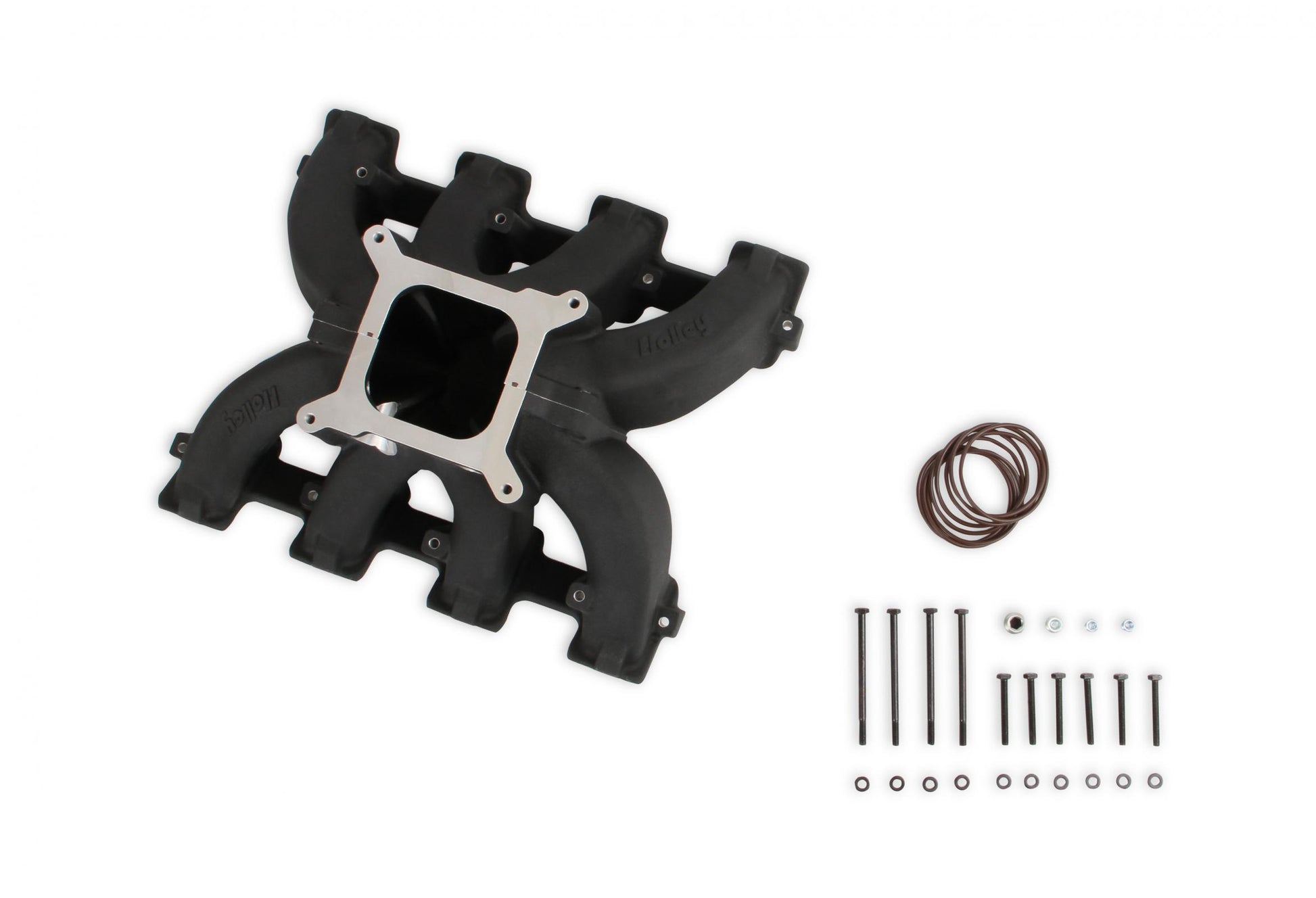 Single Plane Split-Design Race Intake Manifold- GM LS3/L92- Black -4150 Carbureted Single Plane Split-Design Race Intake Manifold Fits All GM LS Gen III or IV Engines Equipped with LS3/L92 Style Cylinder Heads Holley-1