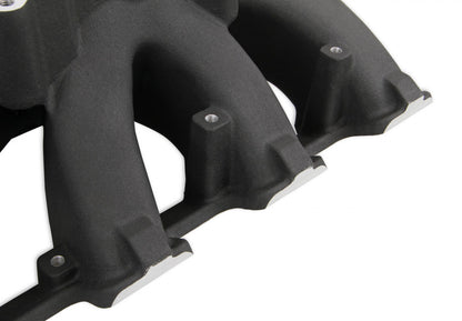 Single Plane Split-Design Race Intake Manifold- GM LS3/L92- Black -4150 Carbureted Single Plane Split-Design Race Intake Manifold Fits All GM LS Gen III or IV Engines Equipped with LS3/L92 Style Cylinder Heads Holley-11