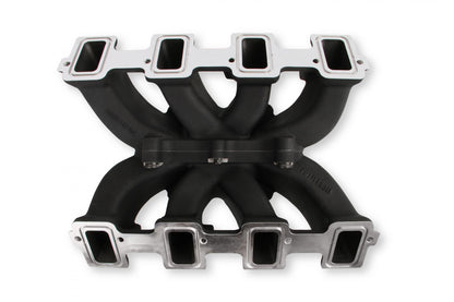 Single Plane Split-Design Race Intake Manifold- GM LS3/L92- Black -4150 Carbureted Single Plane Split-Design Race Intake Manifold Fits All GM LS Gen III or IV Engines Equipped with LS3/L92 Style Cylinder Heads Holley-14