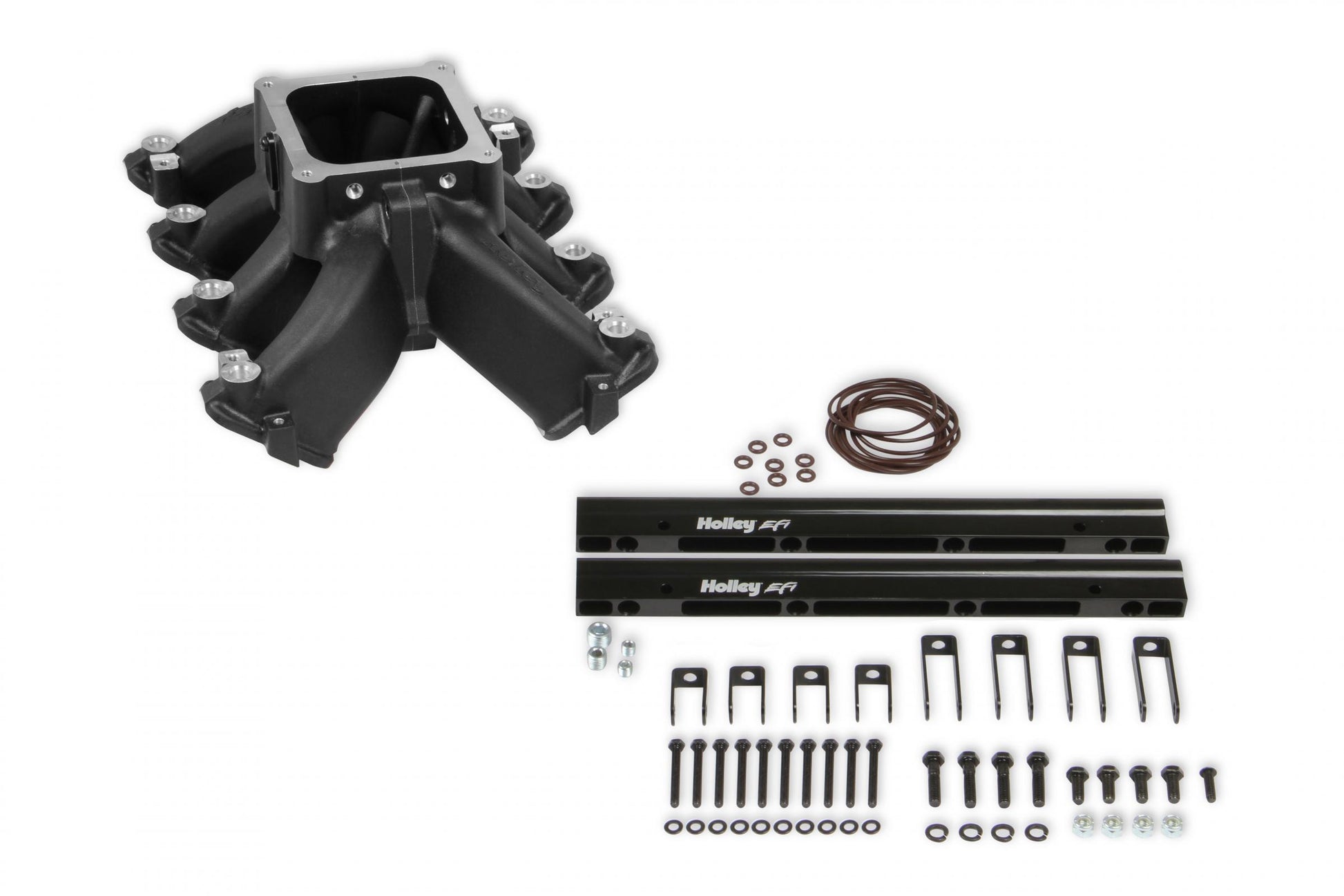 Single Plane EFI 4500 Split-Design Race Intake Manifold- GM LS1/LS2/LS6 Black Finish with Fuel Rails Holley