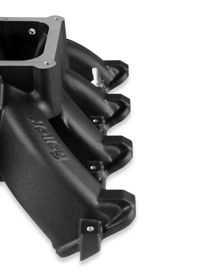 Single Plane 4500 Carbureted Split-Design Race Intake Manifold GM LS1/LS2/LS6 Fits GM LS1/LS2/LS6 Carbureted with Black Finish Holley-6