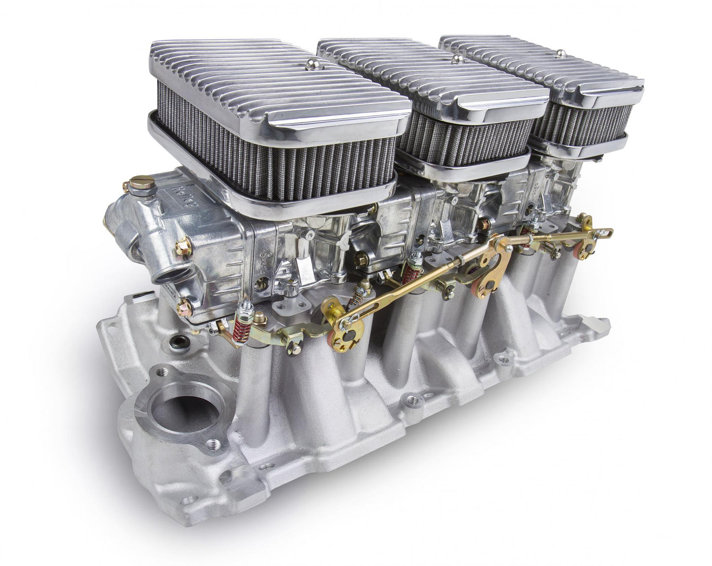 Tri-Power 3x2 SBC Intake and Carburetor Kit 350 CFM 2300 Shiny Gasoline Holley