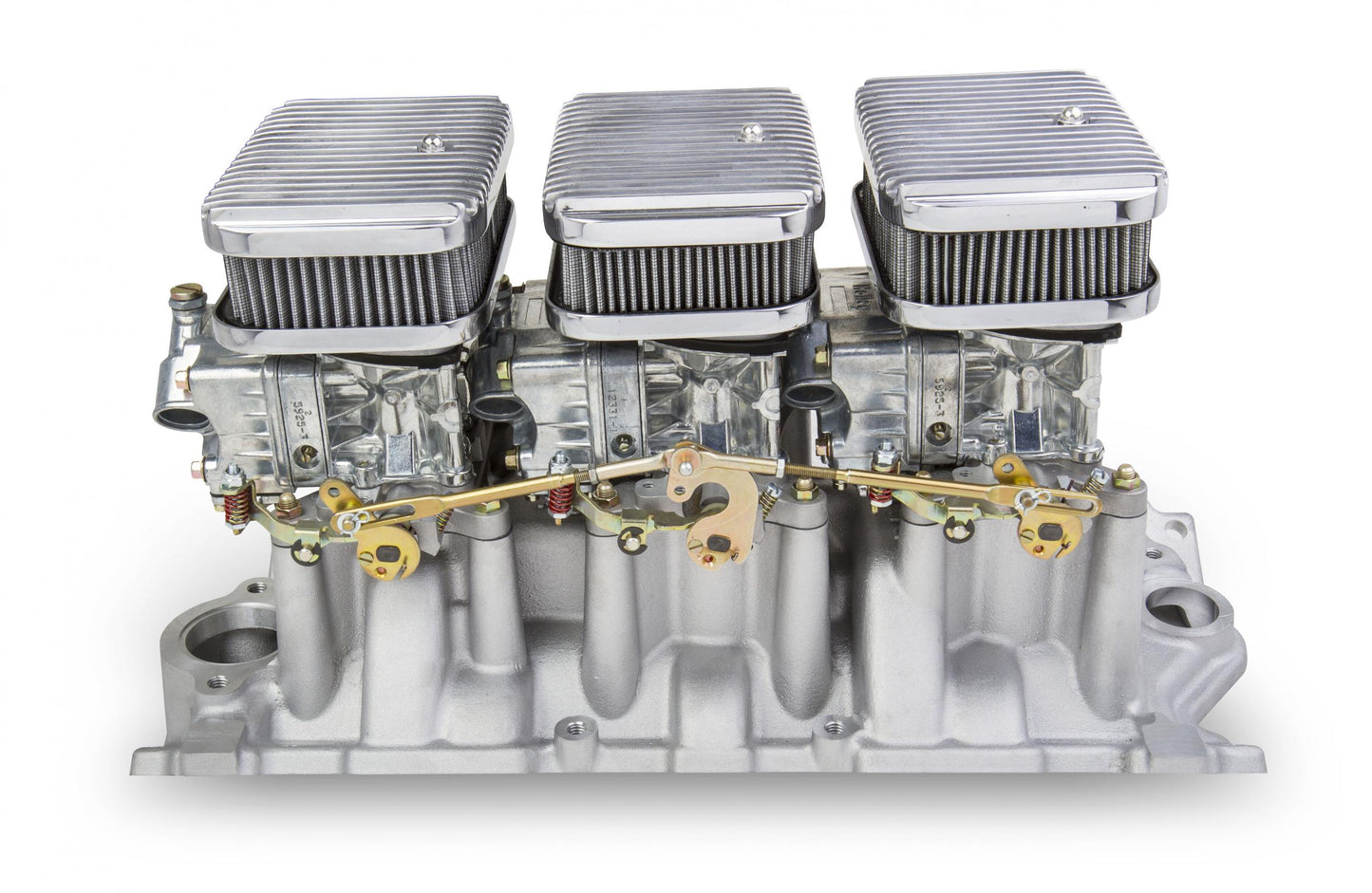 Tri-Power 3x2 SBC Intake and Carburetor Kit 350 CFM 2300 Shiny Gasoline Holley-1