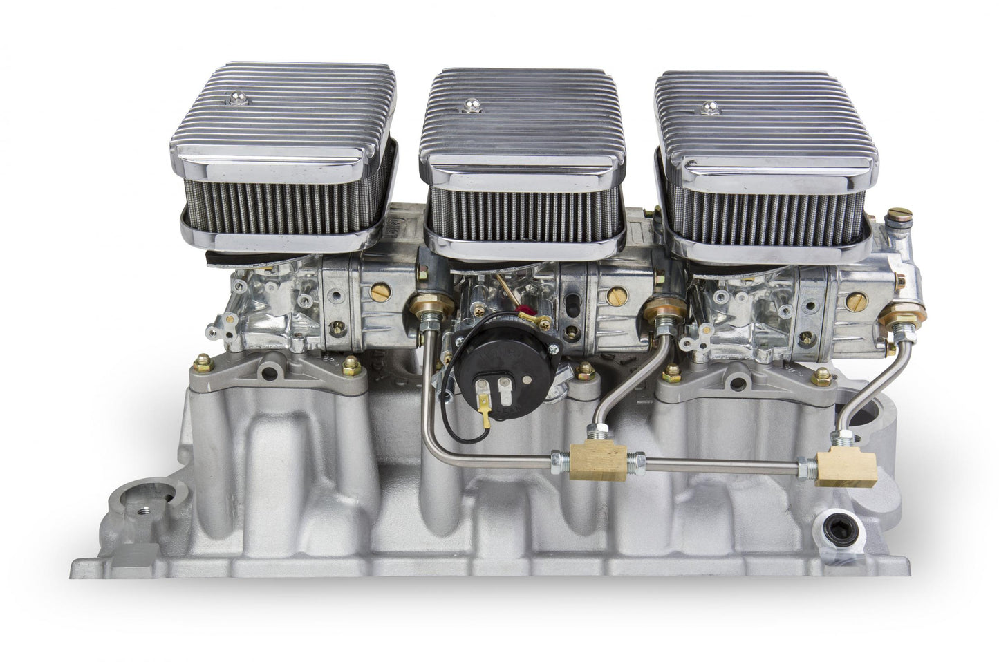 Tri-Power 3x2 SBC Intake and Carburetor Kit 350 CFM 2300 Shiny Gasoline Holley-3