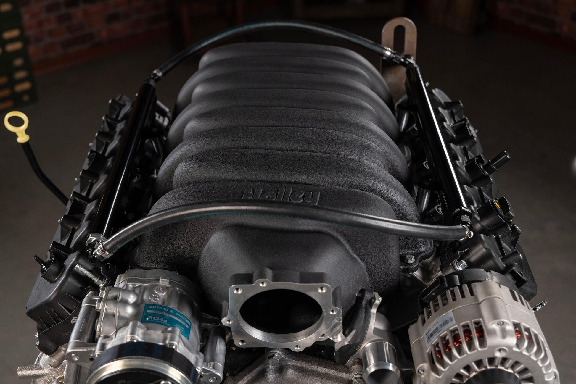 Low-Profile Intake Manifold Godzilla Black Powdercoat Fits Ford 7.3L Godzilla Engine Holley-6