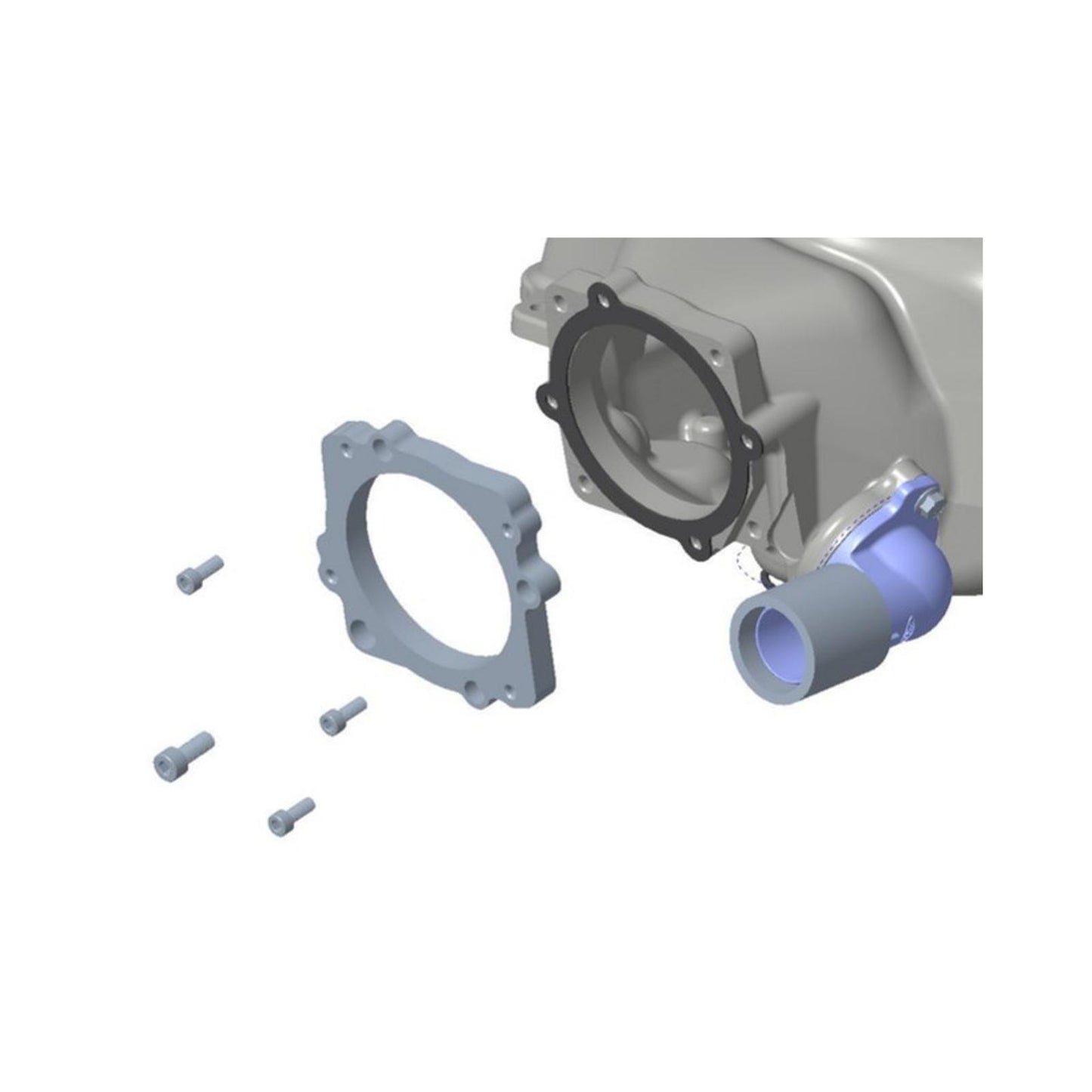 Throttle Body Adapter Ford 7.3L Low-Profile Intake Manifold GT500 Throttle Body Allows Fitment of a 2020-2023 Ford GT500 Throttle Body to Low-Profile 7.3L Godzilla Intake Manifold Holley-4