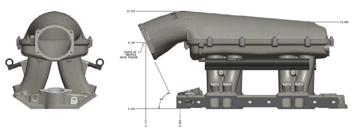 Hi-Ram EFI Intake Manifold Kit Small Block Chevy Small Block Chevy Hi-Ram Intake Manifold with 105mm LS Throttle Body Flange Plenum Top Holley-10