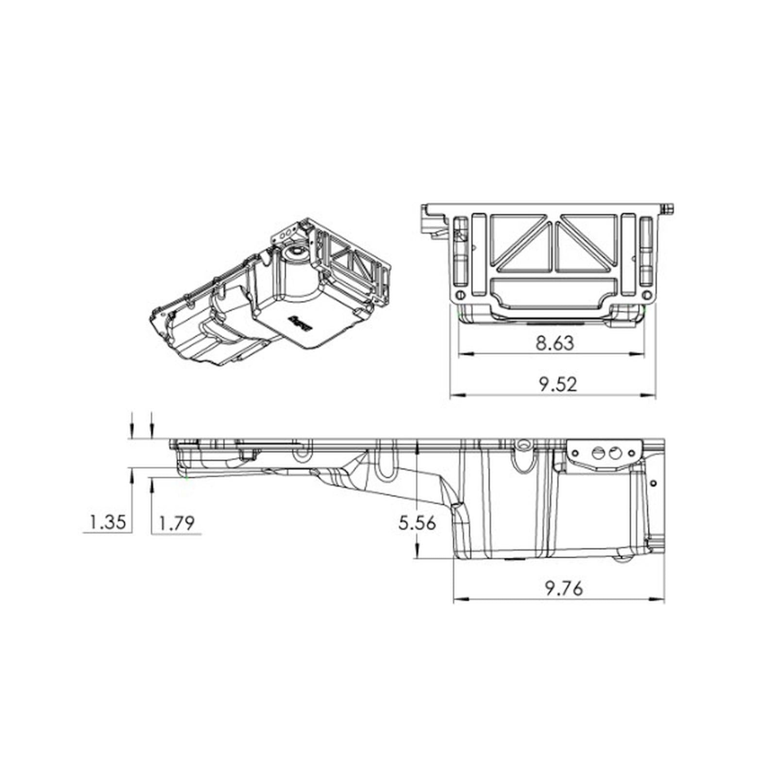 GM Gen V LT Swap Oil Pan Drag Race As Cast with Turbo Oil Return GM Gen V LT Swap Oil Pan Drag Race As Cast Includes Special Drag Race Hinged Door Baffles & Pickup with Turbo Oil Return Holley-22