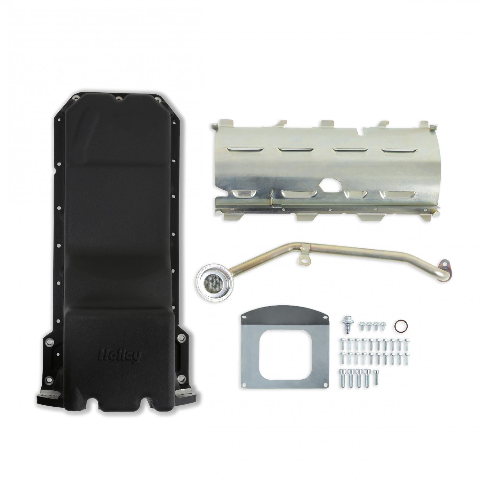 Gen III Hemi Swap Oil Pan Black Fits Gen III Hemi Hellcat Engines 2015-Up 6.2L Supercharged Engines Rear-Sump Design Fits Most Trucks Holley-3