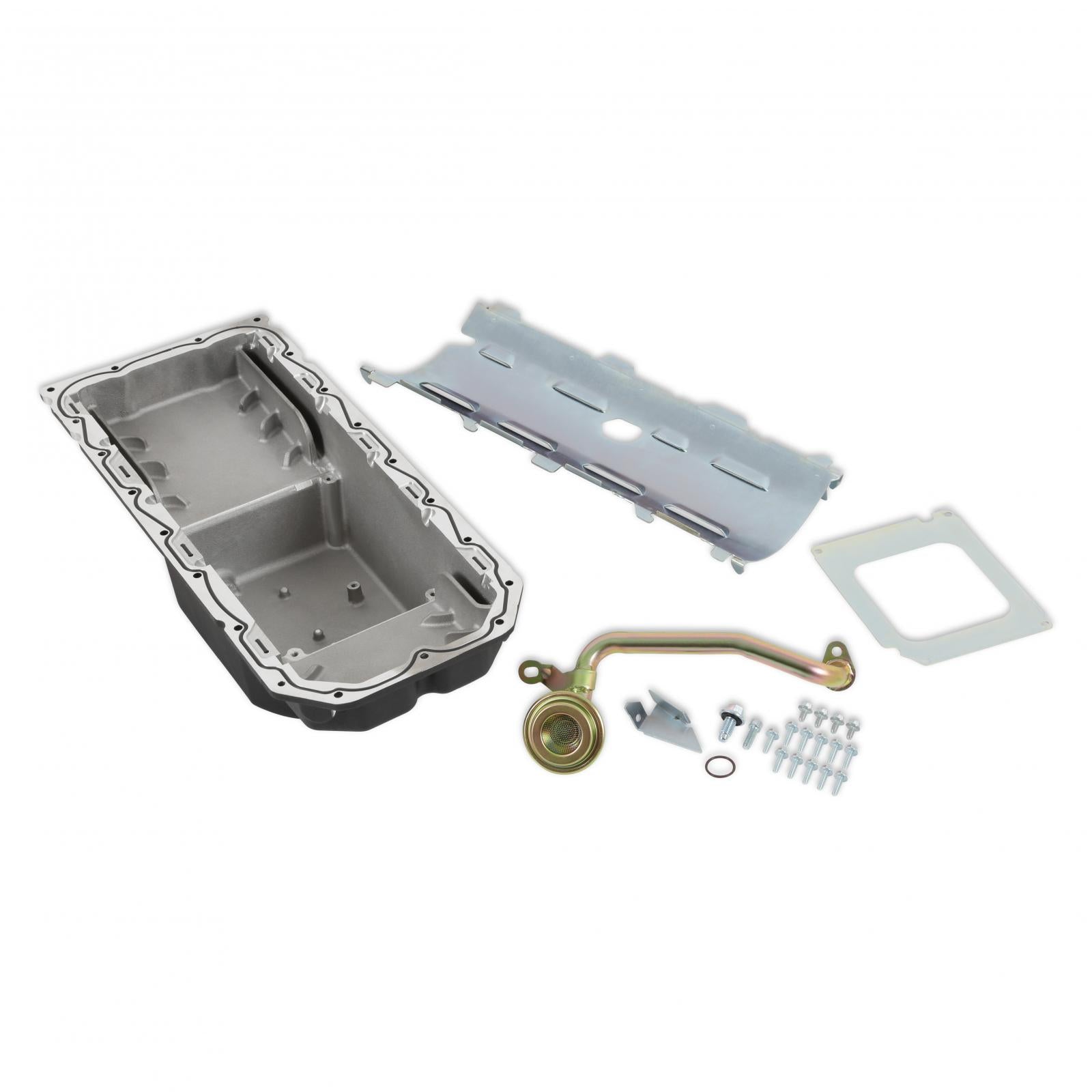 Gen III Hemi Swap Oil Pan Mid-Sump Hellcat Black Fits Gen III Hemi Hellcat Engines 2015-up 6.2L Supercharged Engines Mid-Sump Design Fits 1963-1974 Mopar A-Body, B-Body, C-Body & E-Body Holley