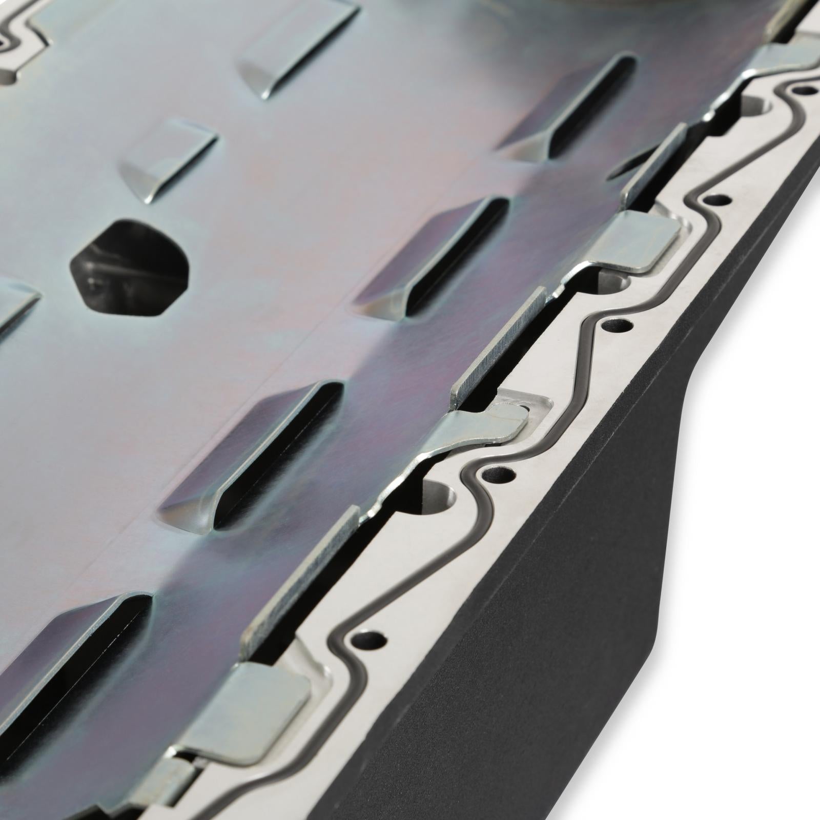 Gen III Hemi Swap Oil Pan Mid-Sump Hellcat Black Fits Gen III Hemi Hellcat Engines 2015-up 6.2L Supercharged Engines Mid-Sump Design Fits 1963-1974 Mopar A-Body, B-Body, C-Body & E-Body Holley-17