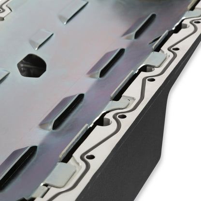 Gen III Hemi Swap Oil Pan Mid-Sump Hellcat Black Fits Gen III Hemi Hellcat Engines 2015-up 6.2L Supercharged Engines Mid-Sump Design Fits 1963-1974 Mopar A-Body, B-Body, C-Body & E-Body Holley-17