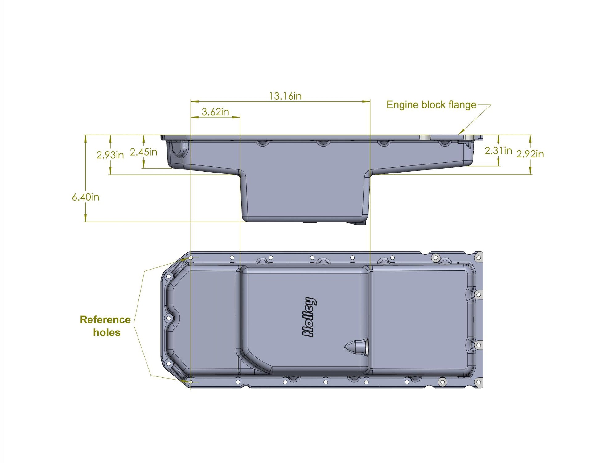 Gen III Hemi Swap Oil Pan Mid-Sump Hellcat Natural Fits Gen III Hemi Hellcat Engines 2015-up 6.2L Supercharged Engines Mid-Sump Design Fits 1963-1974 Mopar A-Body, B-Body, C-Body & E-Body Holley-18