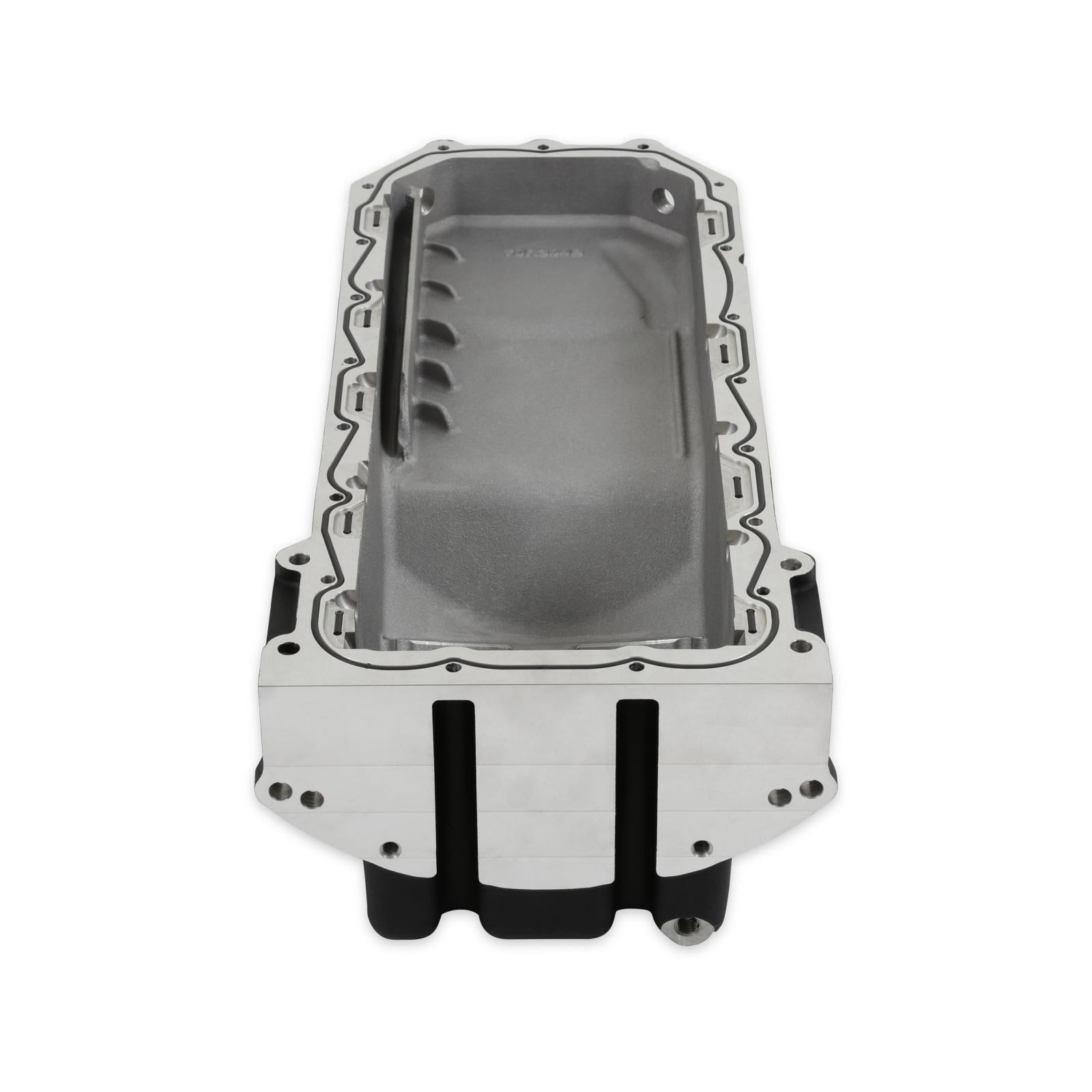 Gen III Hemi Swap Oil Pan Rear-Sump Black VVT Fits VVT Gen III Hemi Engines 2009-up 5.7L & 2011-up 6.4L Engines Rear-Sump Design Fits Most Trucks Black Finish Holley-12