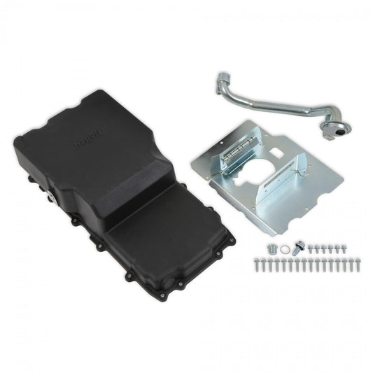 Cast Aluminum Rear Sump Oil Pan Ford Coyote Swap Black Fits Gen 3 Coyote Engines in 1953-1979 Ford F100, F150, and F250 2WD Trucks Holley