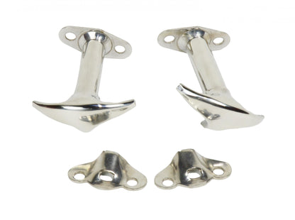 Jeep CJ/YJ Hood Catch Pair 55-95 CJ and Wrangler YJ Polished Silver Kentrol-1