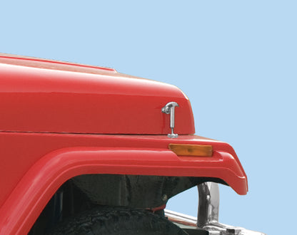 Jeep CJ/YJ Hood Catch Pair 55-95 CJ and Wrangler YJ Polished Silver Kentrol-4